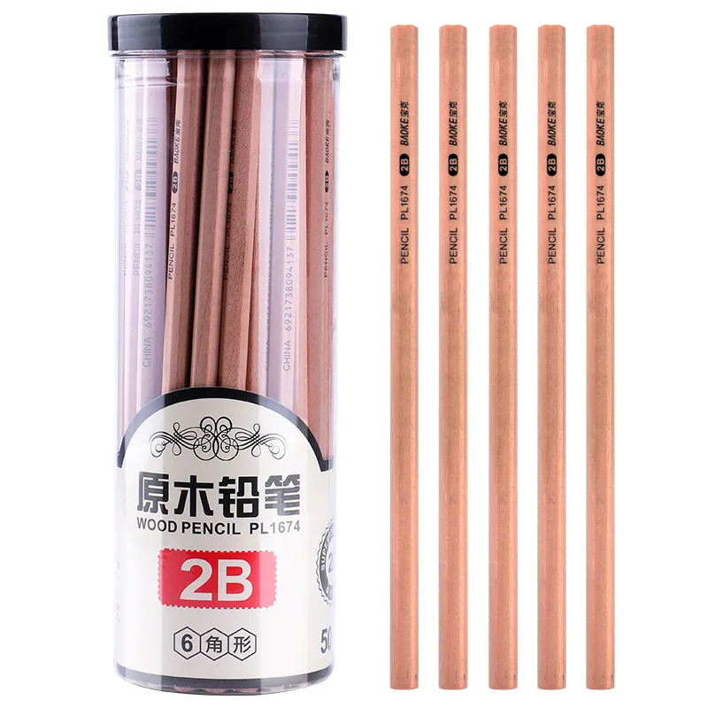 

50 A Box of Baoke PL1674 Painting Pencils Pupils Triangle 2B Core Pencil Stationery Painting Sketch Art Pencils