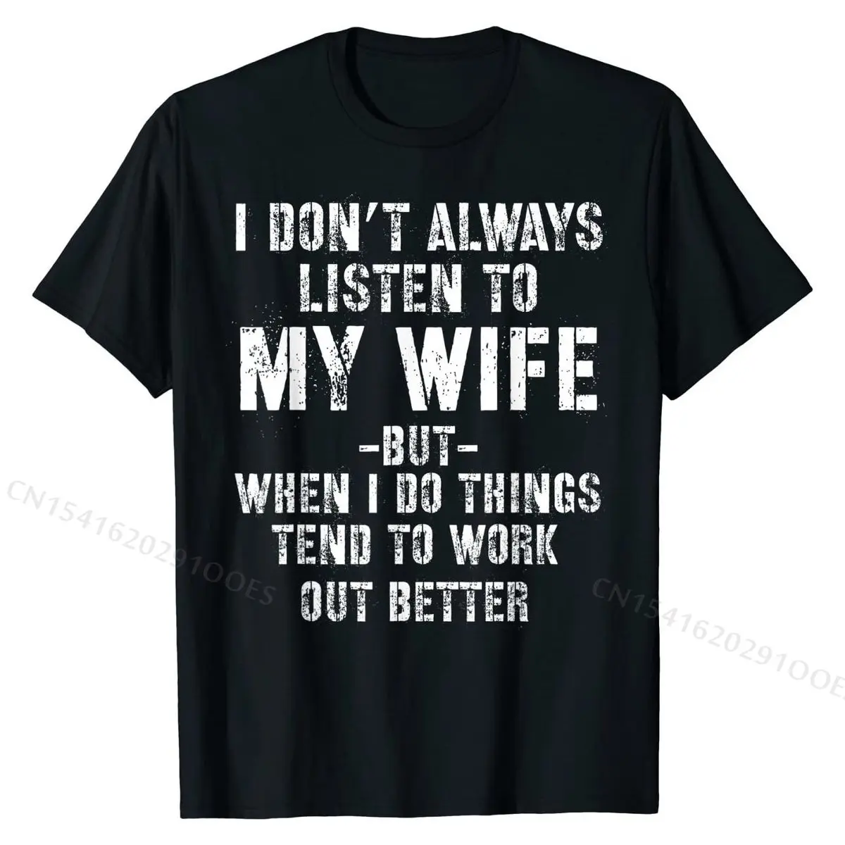 

I don't always listen to my Wife but when I do Funny Husband T-Shirt Cotton Tops T Shirt for Men Casual T Shirts Normal Fitted