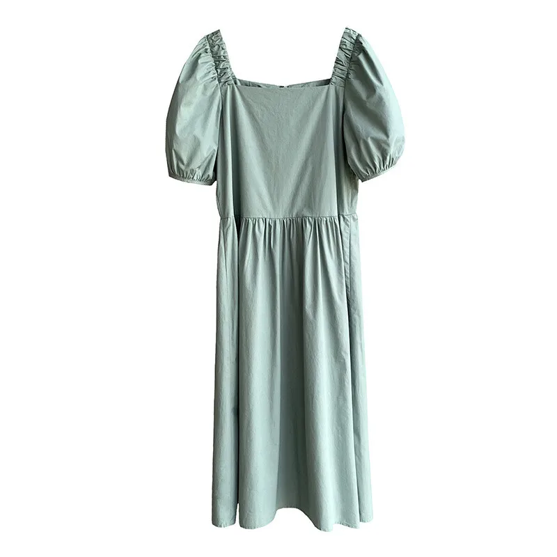 

White Dress Women 2021 Summer New Korean Version Sweet Solid Color Puff Sleeves Loose Slim Dresses Female LR1261