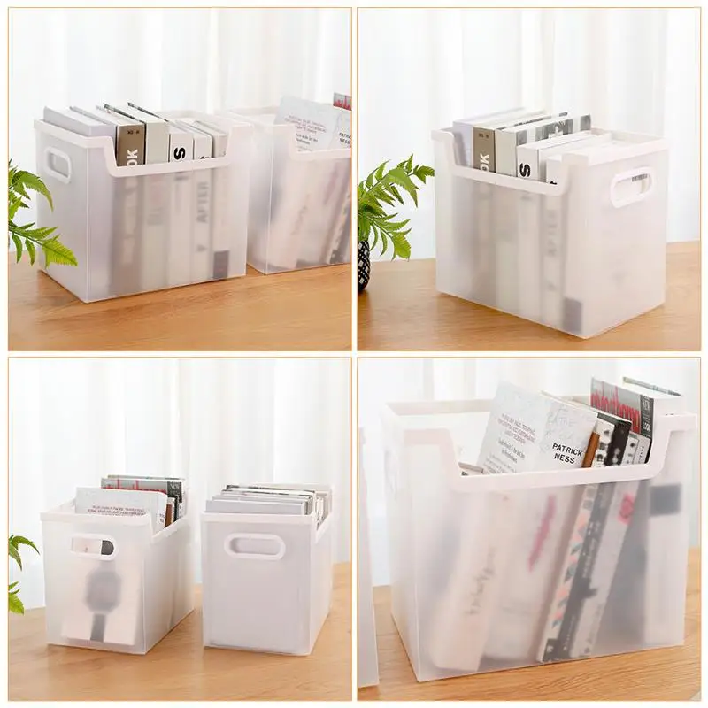 

1Pc Square Folding Book Storage Box Portable Office File Organizer (Transparent)
