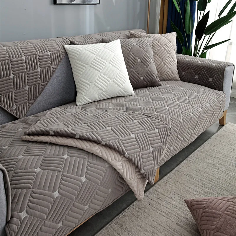 

Cotton Embroidered Sofa Covers Sofa Towel Plaid Four Seasons Couch Cushion European Leather Sofa Cover for Living Room