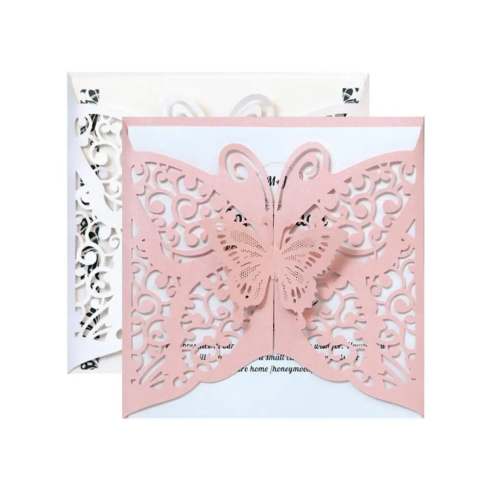 10 шт. свадебные пригласительные открытки пустотелая бумага с бабочками и Обложка