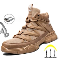 new design safety shoes men high top breathable puncture proof work sneakers steel toe cap working shoes male security boots