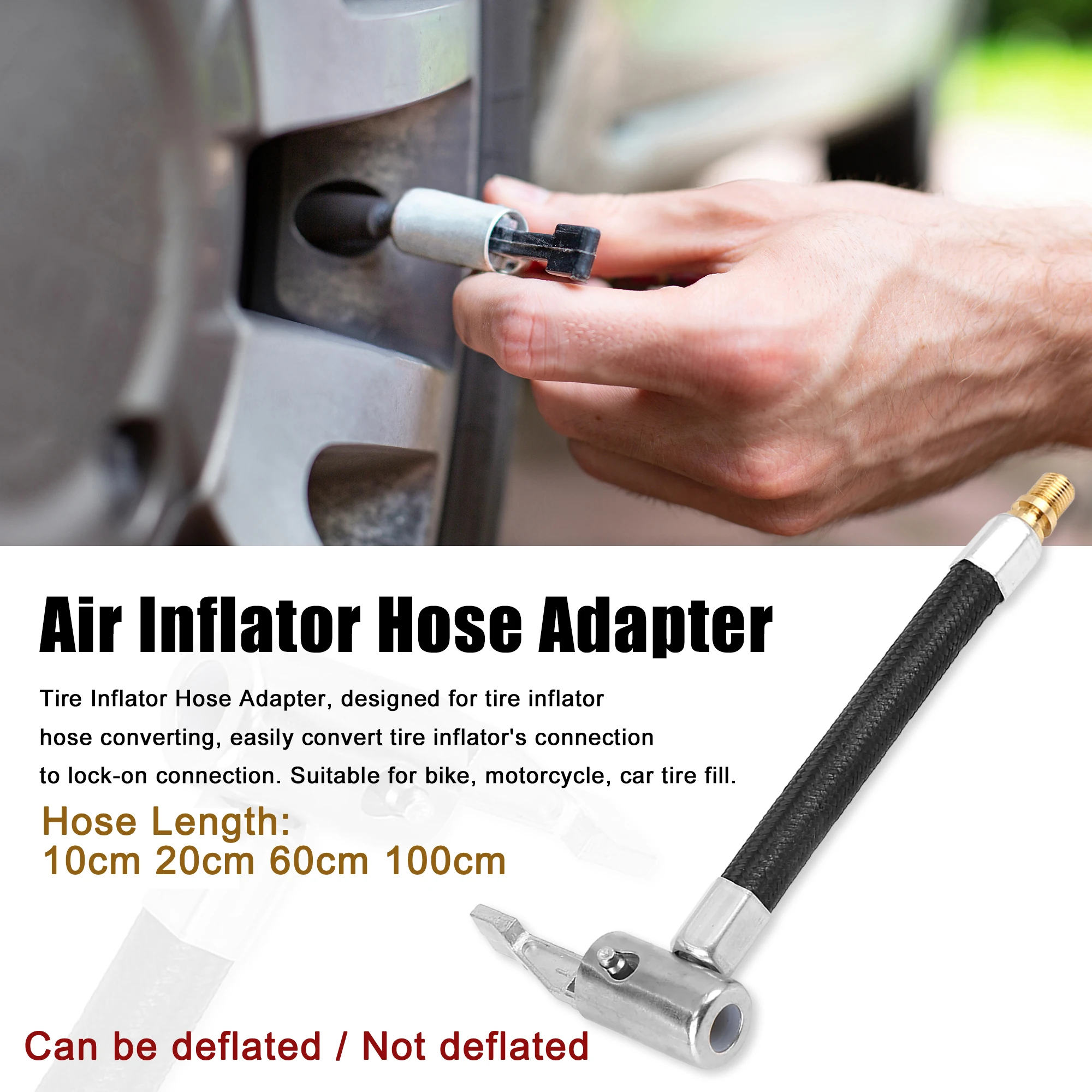 

Uxcell 10cm Motorcycle Car Tire Valve Connect Pipe Air Chuck Tube Hose Inflator Compressor Pump Extension Hose Adapter