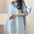 Женская Осенняя блузка с отложным воротником и длинным рукавом, Асимметричный топ, повседневная однотонная блузка ZANZEA, 2021