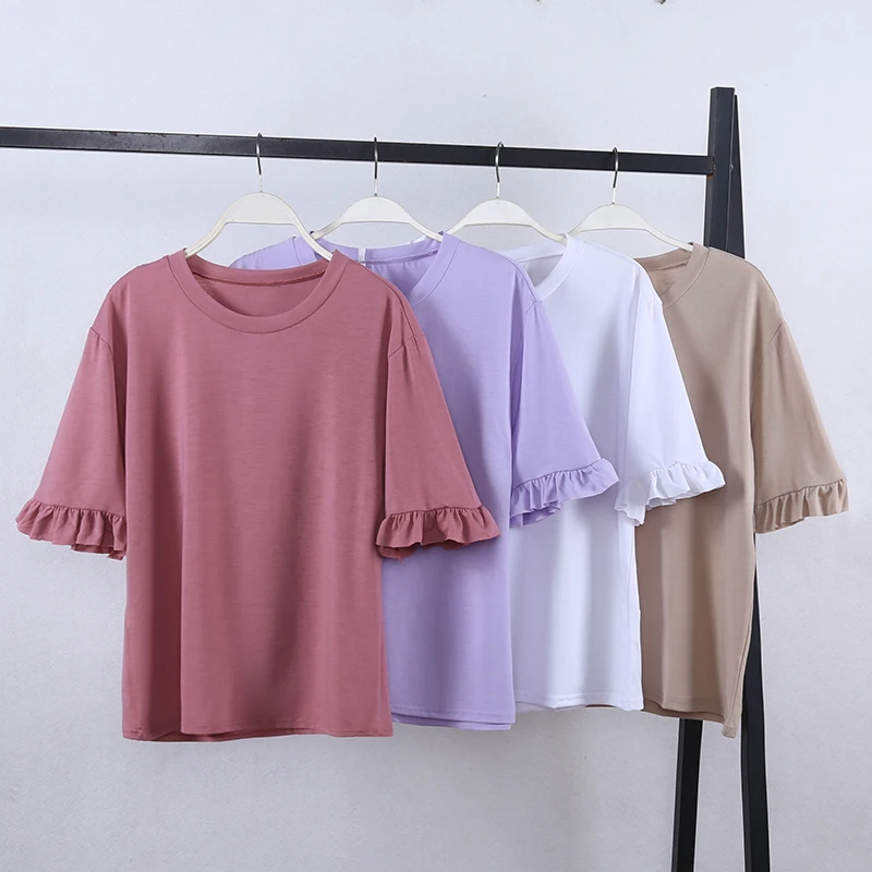 

Summer New Butterfly Flowers Funny Printed T-Shirt Women Loose Cotton Petal Sleeve Female T-Shirts Fashion Tees Casual Camisetas