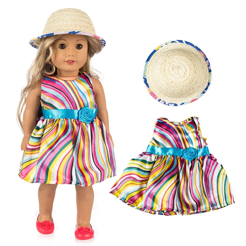 Для куклы 43 см кукла соломенная шляпа для 18 дюймов летнее платье девочки