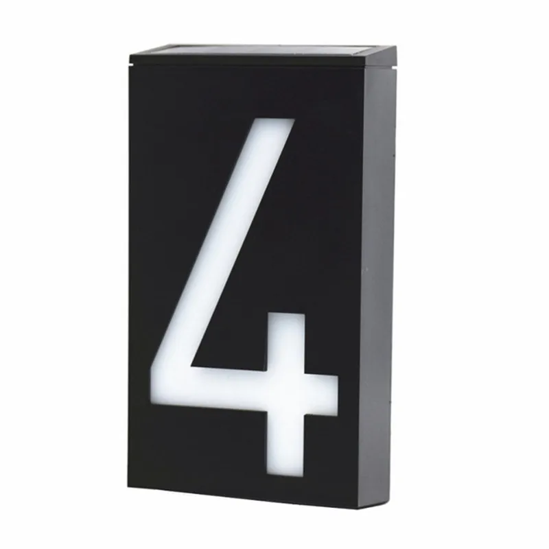 4 Солнечный дом номер Doorplate цифровой светильник 6 светодиодный дверной знак адрес цифры настенный светильник крепление крыльца солнечный светильник s - Испускаемый цвет: 4