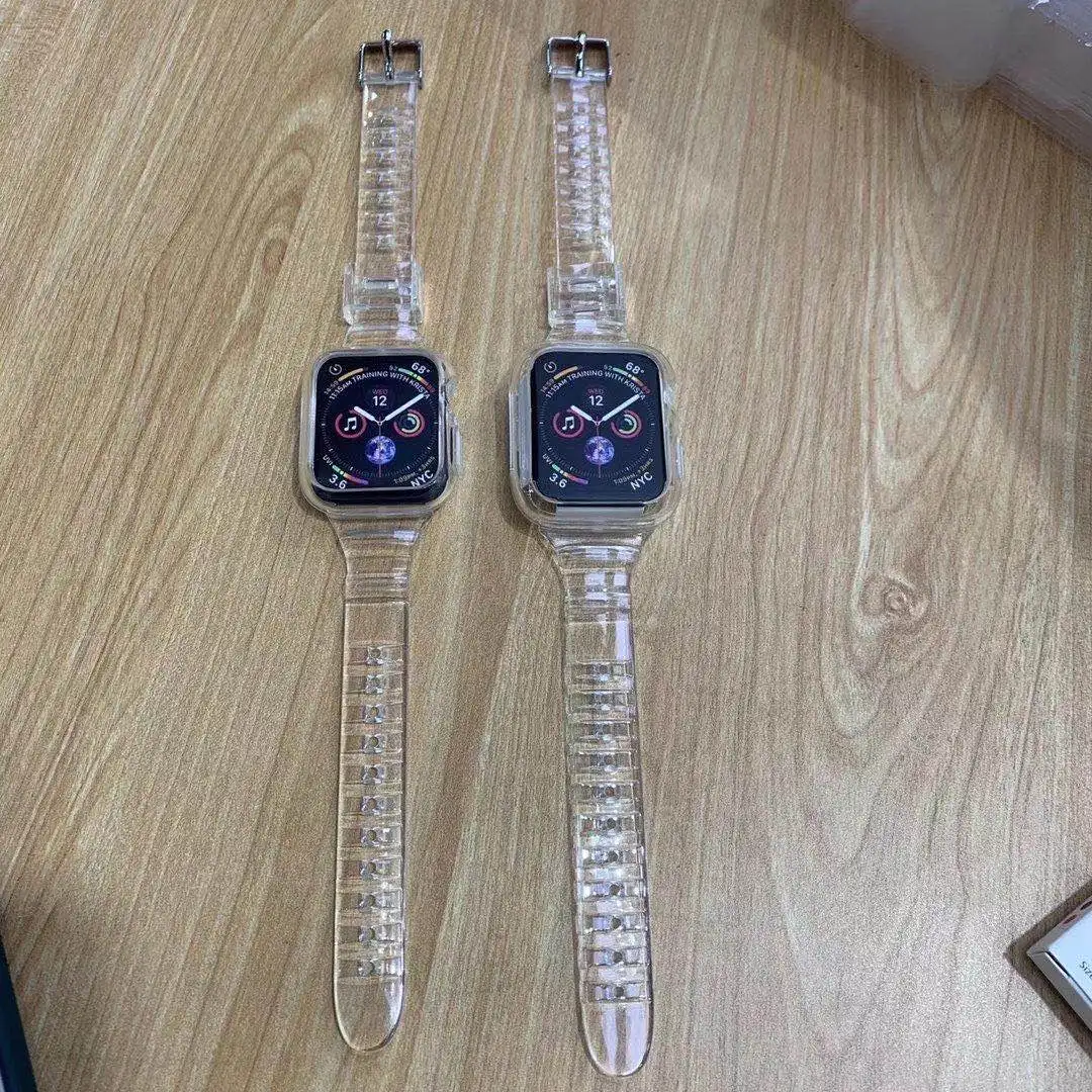 

Newest Sport Strap for Apple Watch Band Series 6 1 2 3 4 5 silicone Transparent for Iwatch 5 4 Strap 38mm 40mm 42mm 44mm wirst