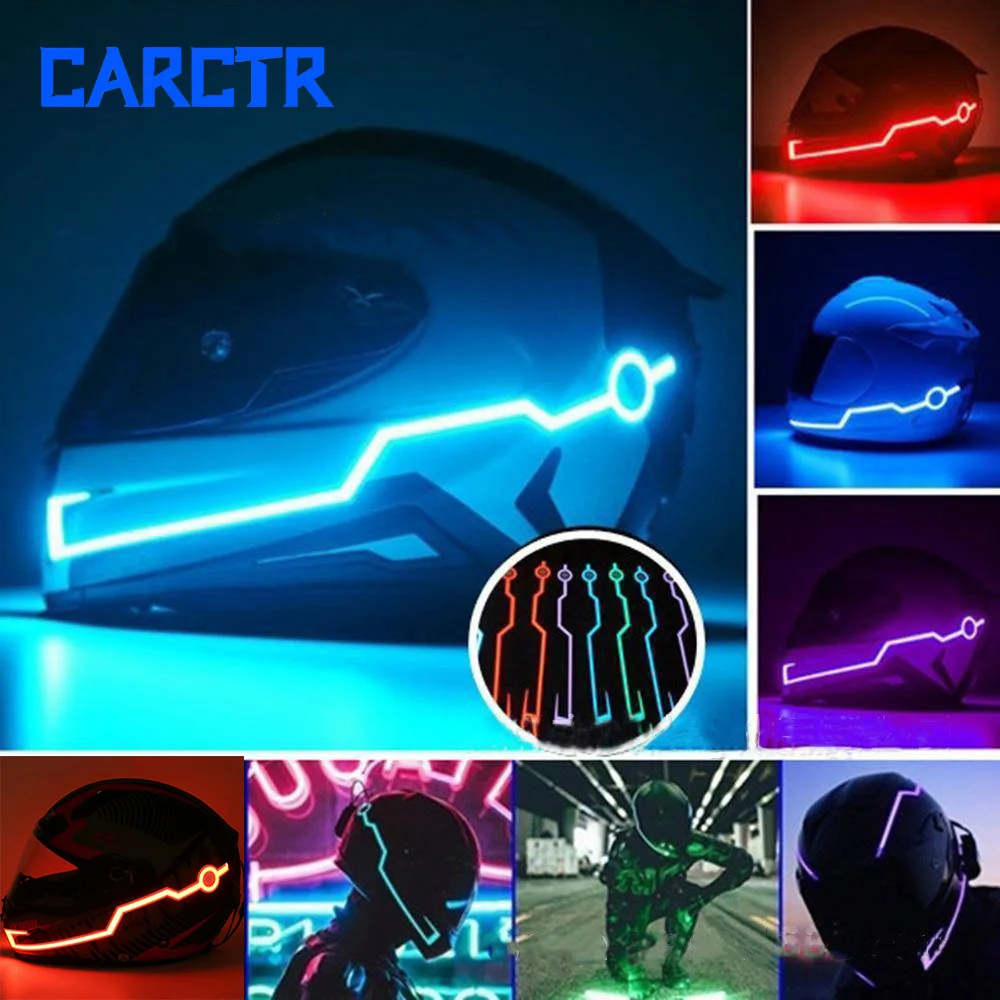 

CARCTR 2PCS Motorcycle LED Helmet Cold Light Night Traffic Lights Waterproof EL Cold Light Helmet Warning Motorcycle Accessories