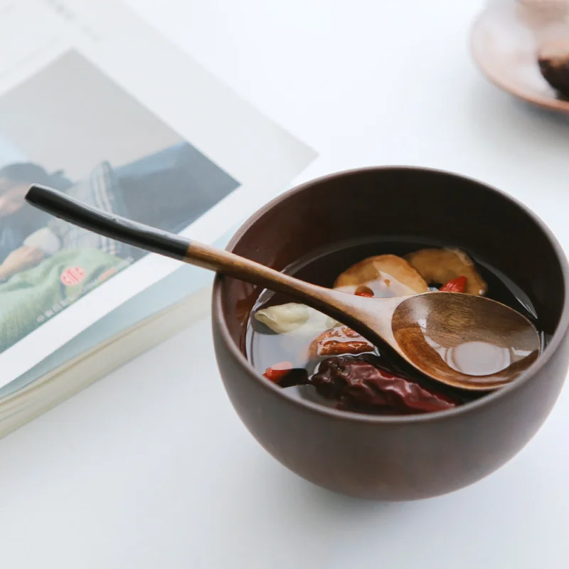 2шт деревянные ложки столовые японский стиль красный / черный ложка для супа