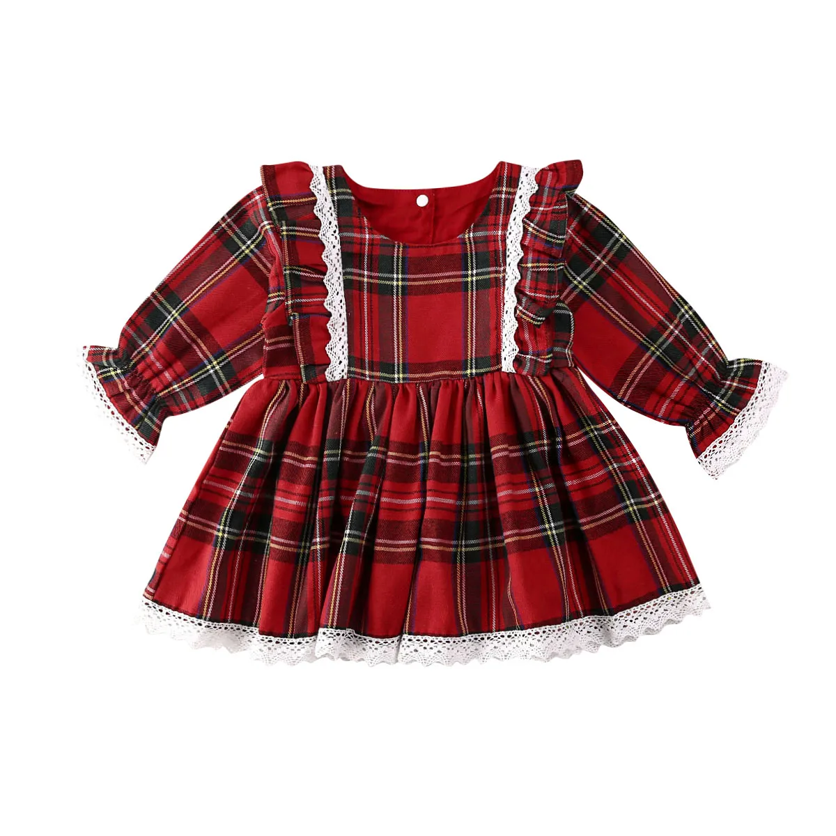 

Toddler Kid Baby Girls Plaid Dress Christmas Dress Xmas Pageant Party Princess O-Neck Long Sleeve Tutu Dress 1-6T