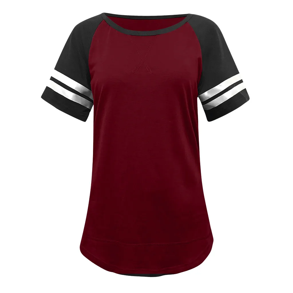 Футболка женская с круглым вырезом модный Повседневный Топ в контрастную