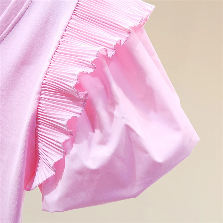 

Spring Summer V-neck T-shirt Plain Pleated Sleeve Pure Cotton Short Sleeve Loose T Shirt Women's New Top 2021 Fashion Pullover