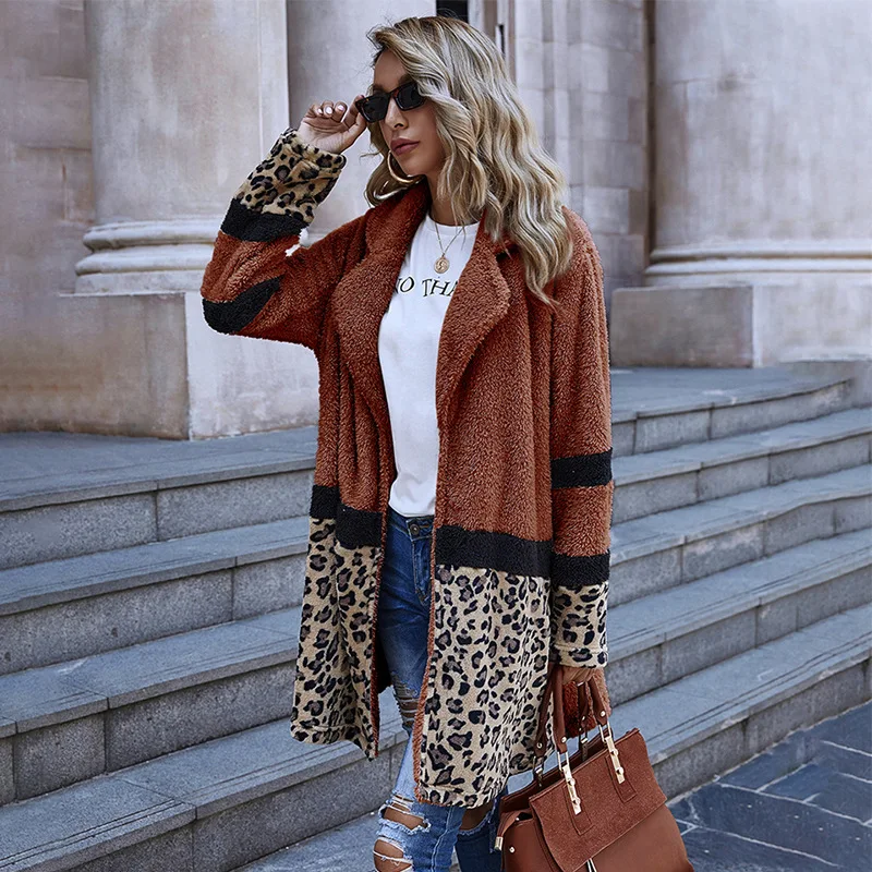 

2020 Fall and Winter Coat Plush Coats and Jackets Women Thick Warm Female Leopard Clothing Plus Size Streetwear Outerwear