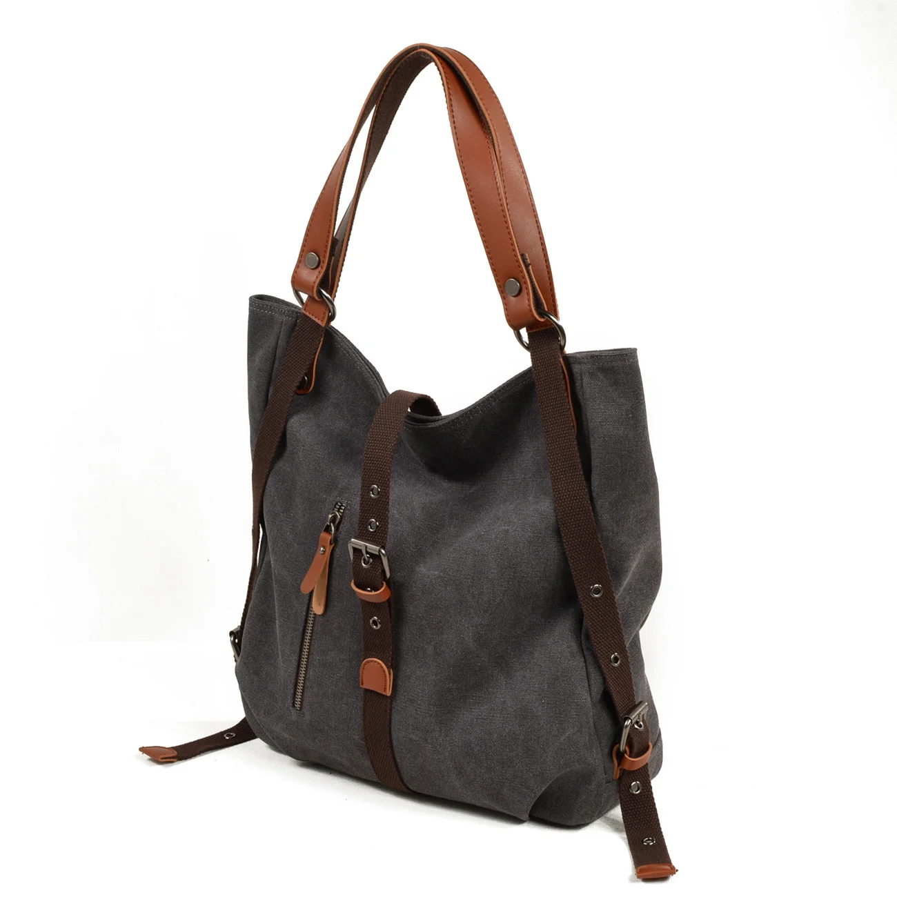 

2020 MAKETINA new canvas women's bag casual shoulder bag multi-function handbag solid color leather crescent bag women handbags