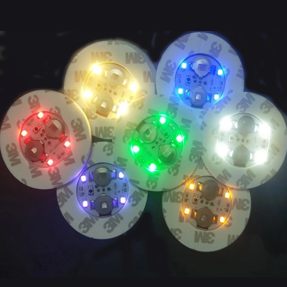 

10pcs/lots 4leds Mini Glow Coaster LED Bottle Bottom Lights Stickers for Wedding Christmas New Year Halloween Party Decoration