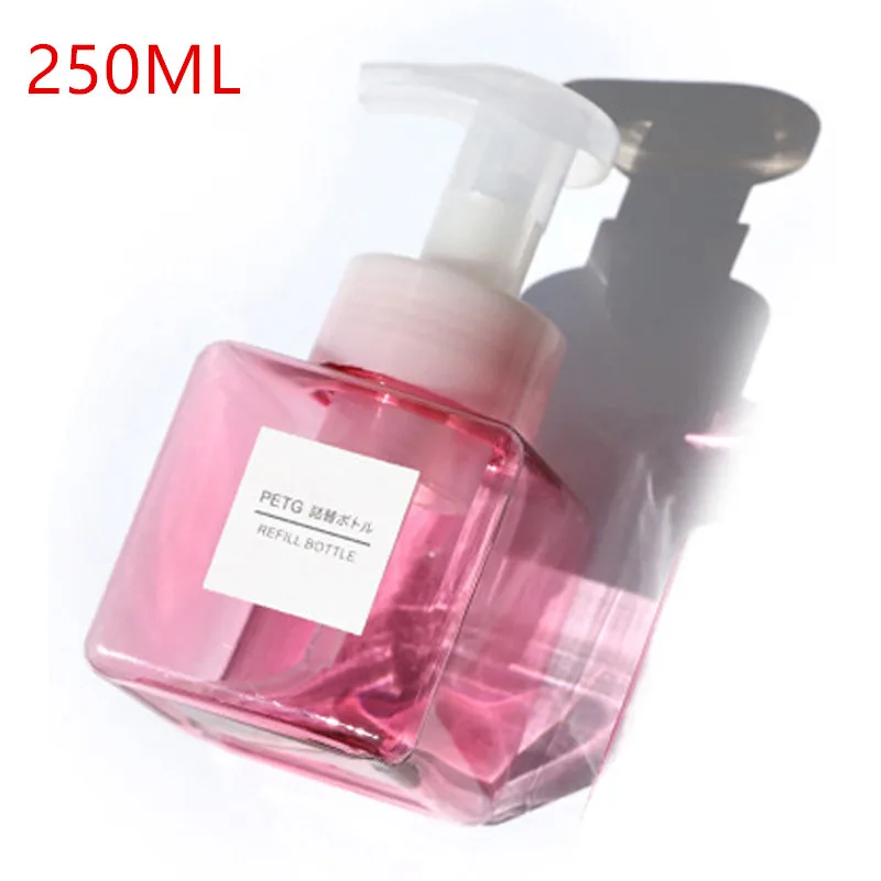C Pink 250/450/650 мл дозатор мыла пены пенясь насос Пустые Квадратные бутылки Пластик путешествия прозрачная бутылка жидкости для геля для душа, пены насос - Цвет: C Pink