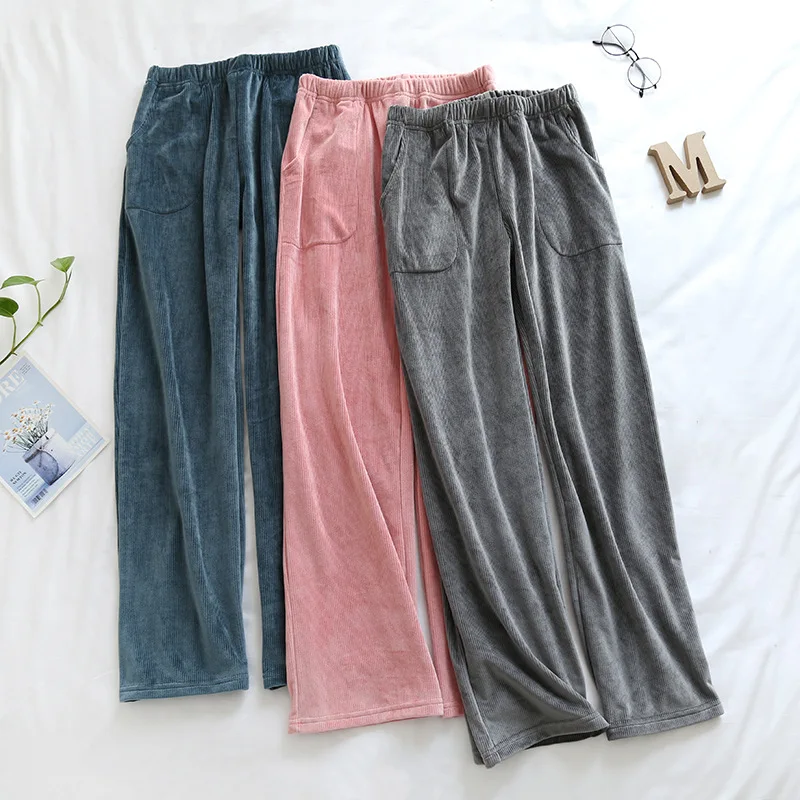 Женские осенне-зимние однотонные фланелевые повседневные длинные пижамные