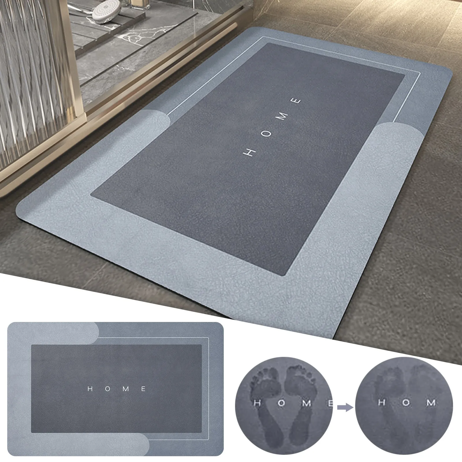 

Super Absorbent Floor Mat, Non-Slip Soft Microfiber Memory Foam Bath Mat, Quick-Dry Absorbent Resist Dirt Entrance Rug Bathroom
