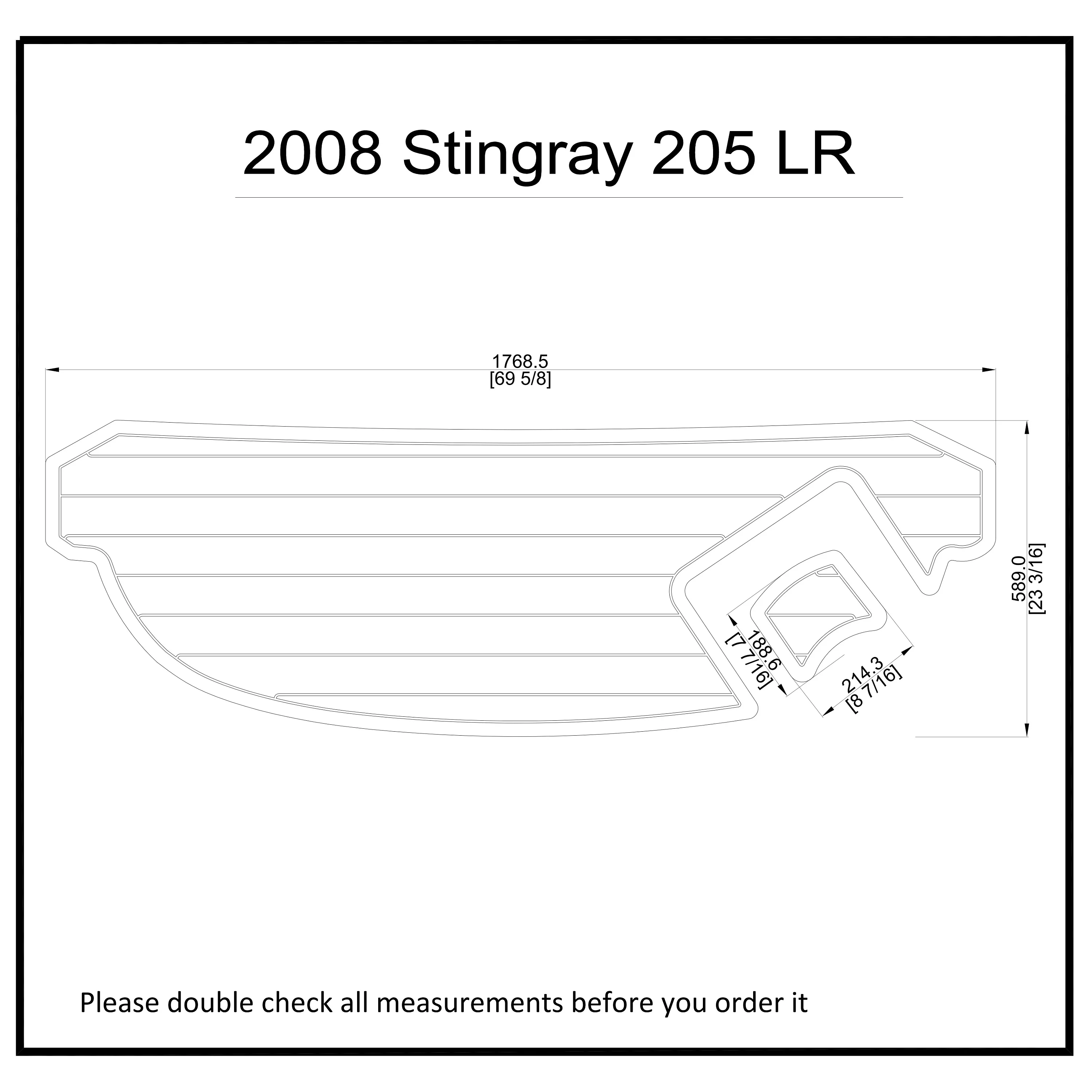 

2008 Stingray 250 LR платформа для плавания лодка EVA искусственная пена Тиковая напольная подушка