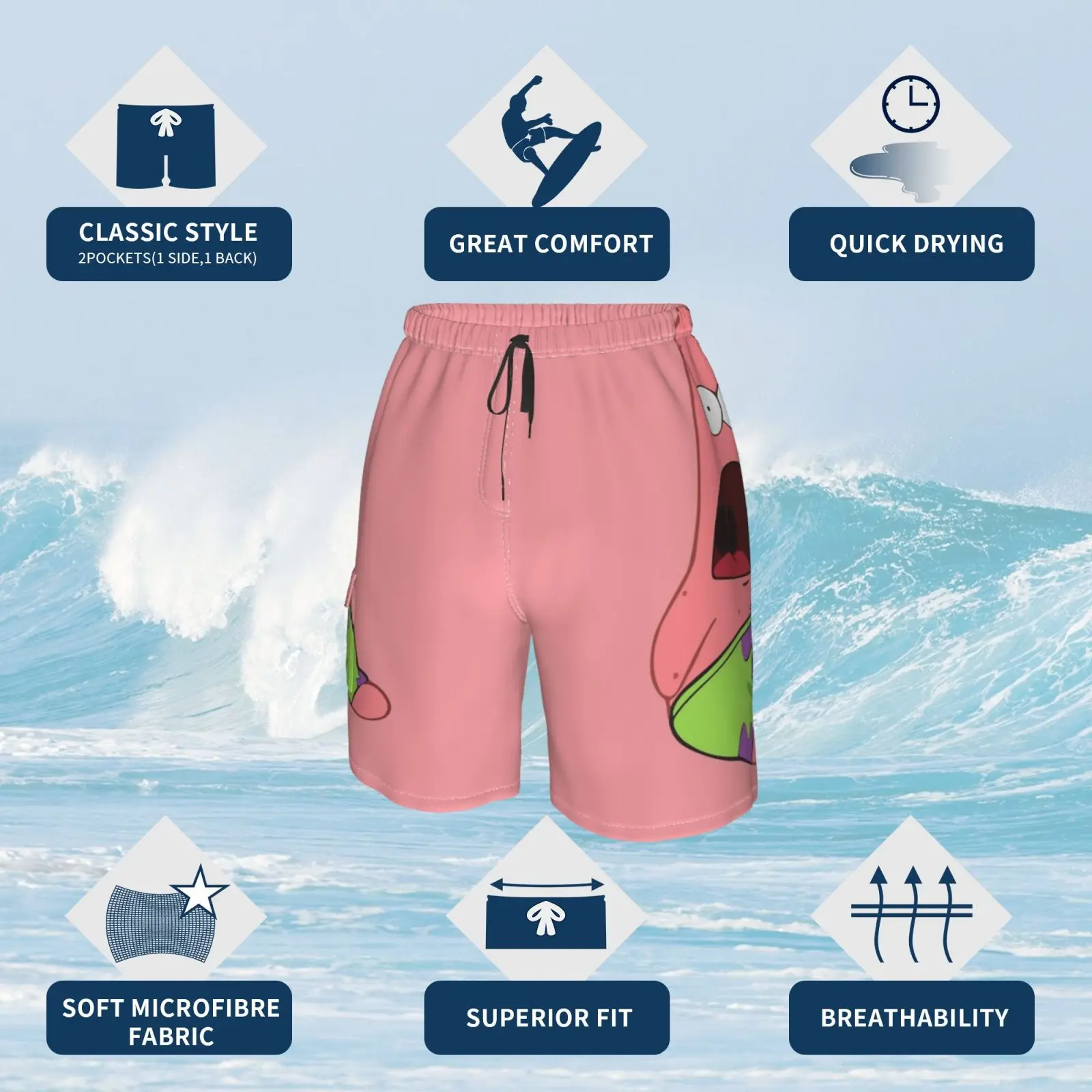 Пляжные шорты с удивленными звездами животными гиком нердом шутка забавный