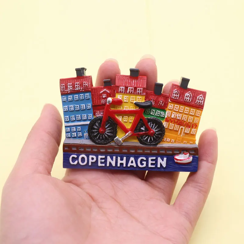 fridge magnet copenhagen souvenir denmark lanmark building resion stereo decoration magnetic sticker paste art crafts colorful | Дом и сад