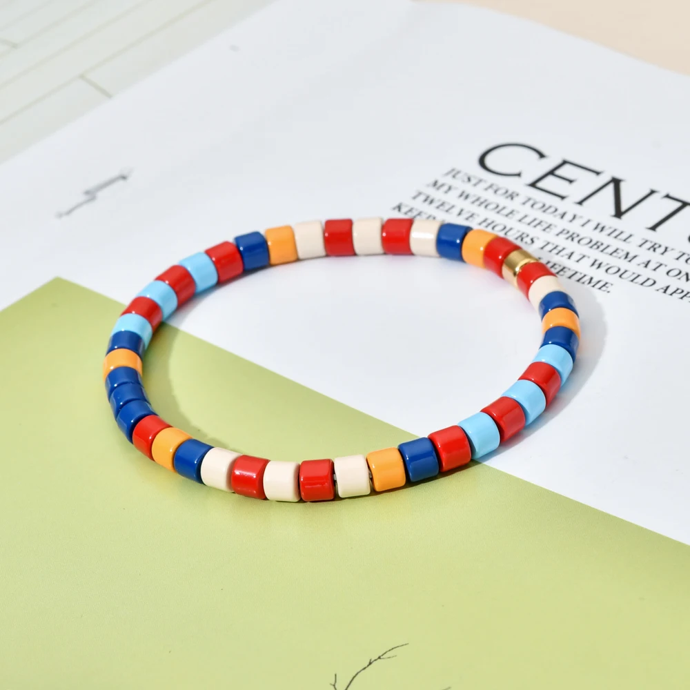 Эластичные эмалевые браслеты в стиле бохо для женщин Браслет сделай сам с