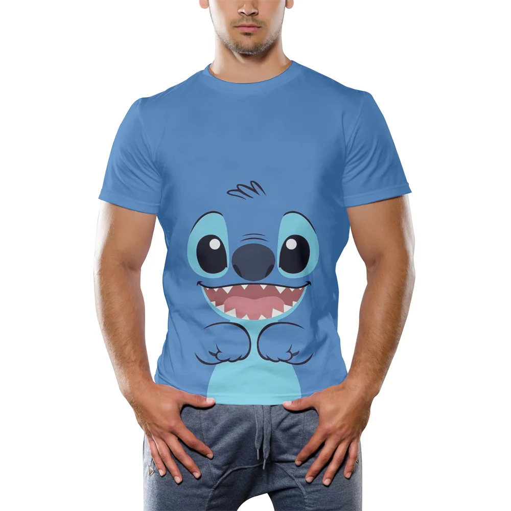 

2021 Cartoon Anime T-shirts Children Disney Lilo Stitch 3D Print Summer Men T Shirt Short Sleeve Streetwear Women Clothes Tops