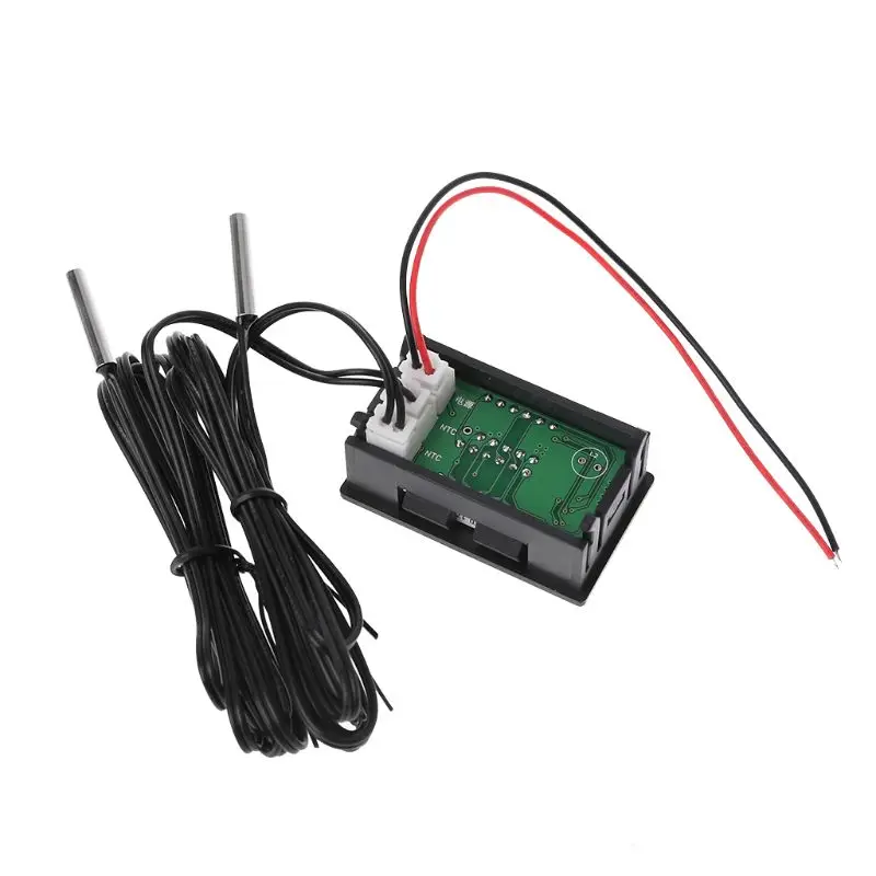 

Dual Display DC 5V-80V Thermometer w 2 NTC Waterproof Temperature Sensor 12V 24V 72V Car Motorcycle