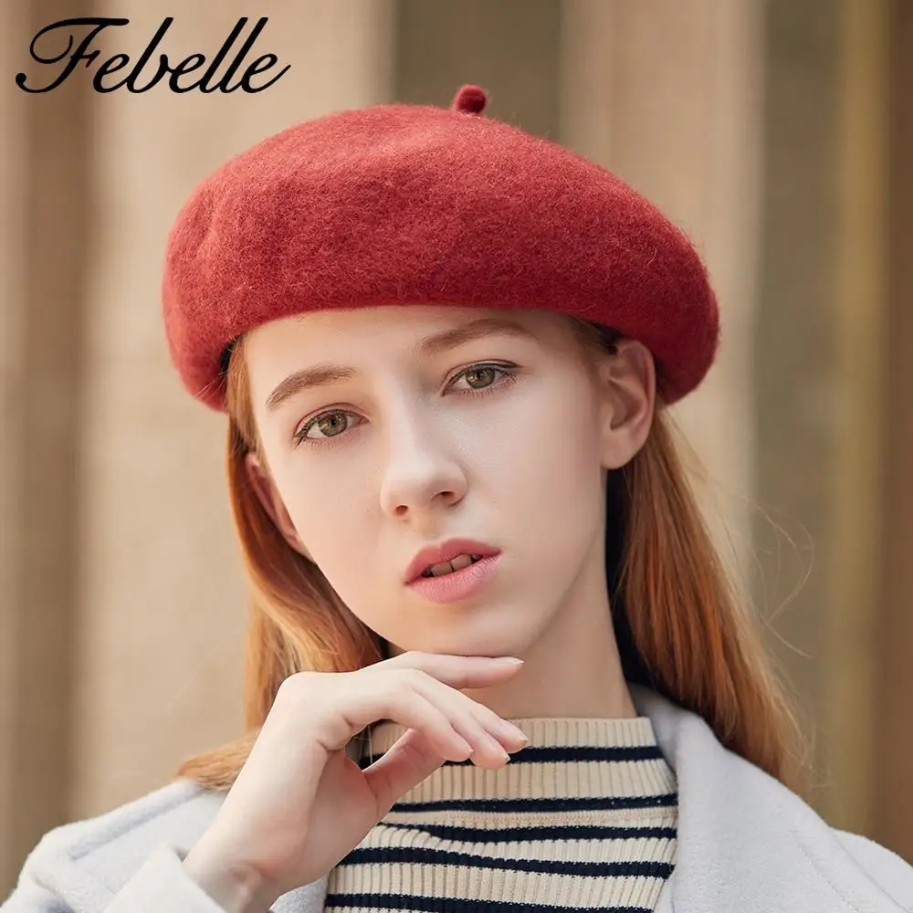 Женский осенне-зимний берет из 100% шерсти вязаная Регулируемая Шапка-бини