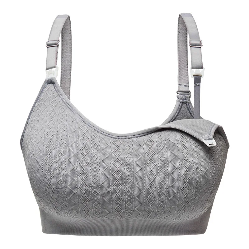 grey OkayMom E F G Cup бюстгальтер для беременных и кормящих беспроводной пижамы нижнее белье бюстгальтер для беременных женщин бюстгальтер для медсестры - Цвет: grey