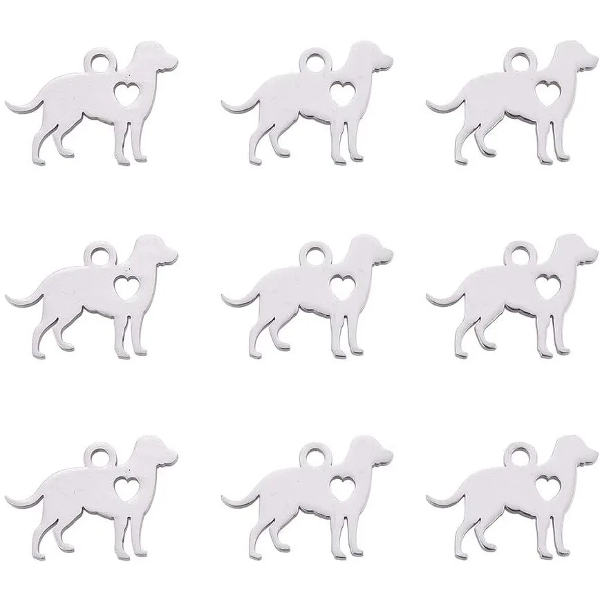 

10 шт., подвески в виде собаки с отверстием, 11x15x1 мм