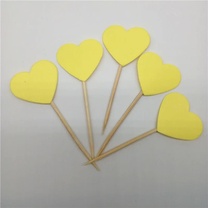 yellow 30 шт./компл. милый блестящий в форме сердца, звезды кекс топперы на день рождения Свадебная вечеринка украшения торт Топпер украшения Еда Pi - Цвет: yellow