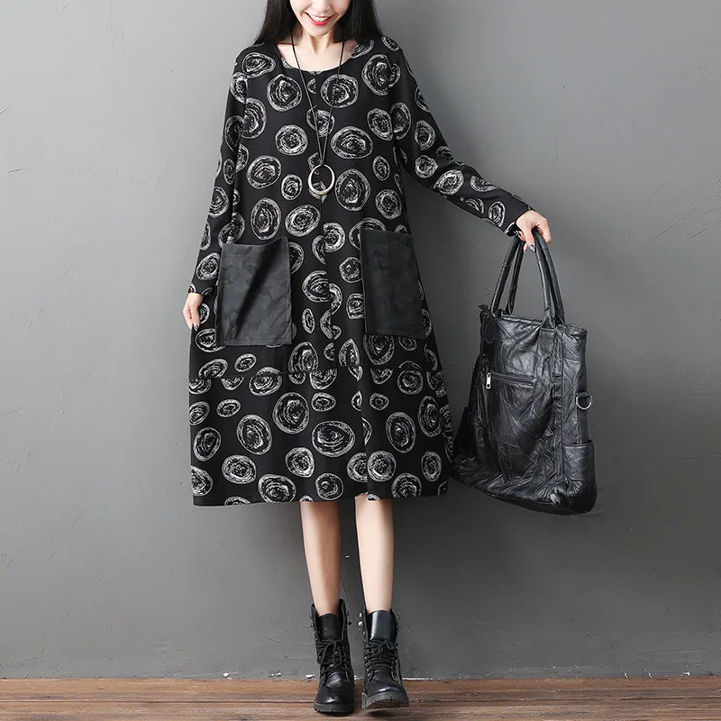 

Pregnant women's large women's knitted and printed fashion dress