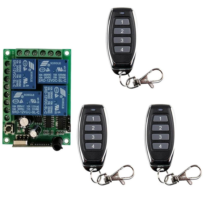 High Sensitivity For DC 12V 24V 4CH Channel Wireless Remote Control Controller Radio Switch 200m Transmitter Receiver | Обустройство