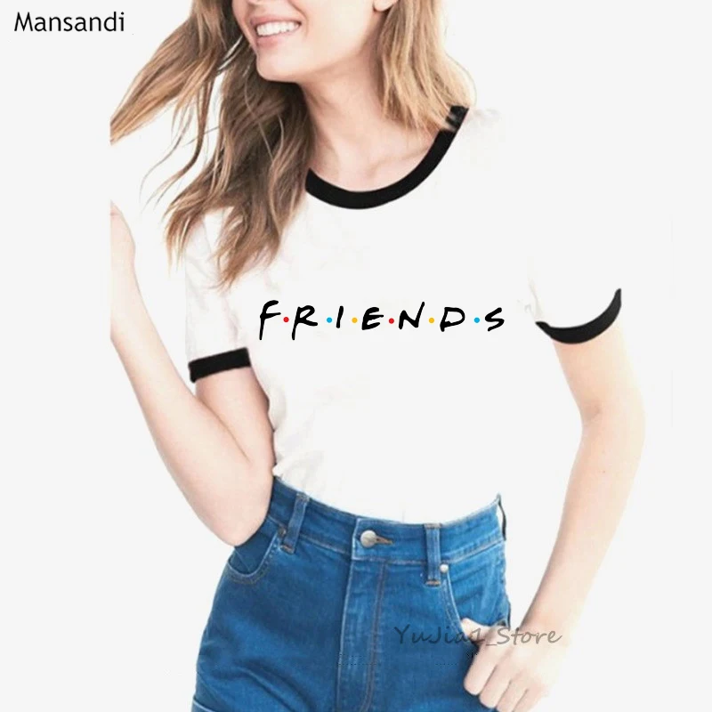 Y32379B Модная футболка друзей femme с буквенным принтом, футболки для женщин melanin black girl Friends tv Show, Рождественская милая розовая футболка - Цвет: Y32379B