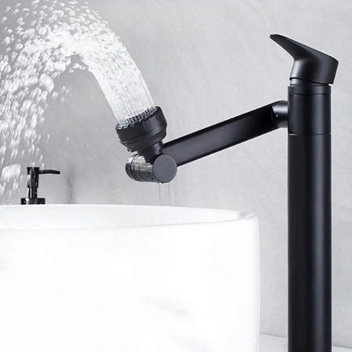 

Stainless Steel Black Kitchen Faucet Brushed Process Swivel Basin Faucet 360 Degree Rotation Hot & Cold Water Mixers Tap