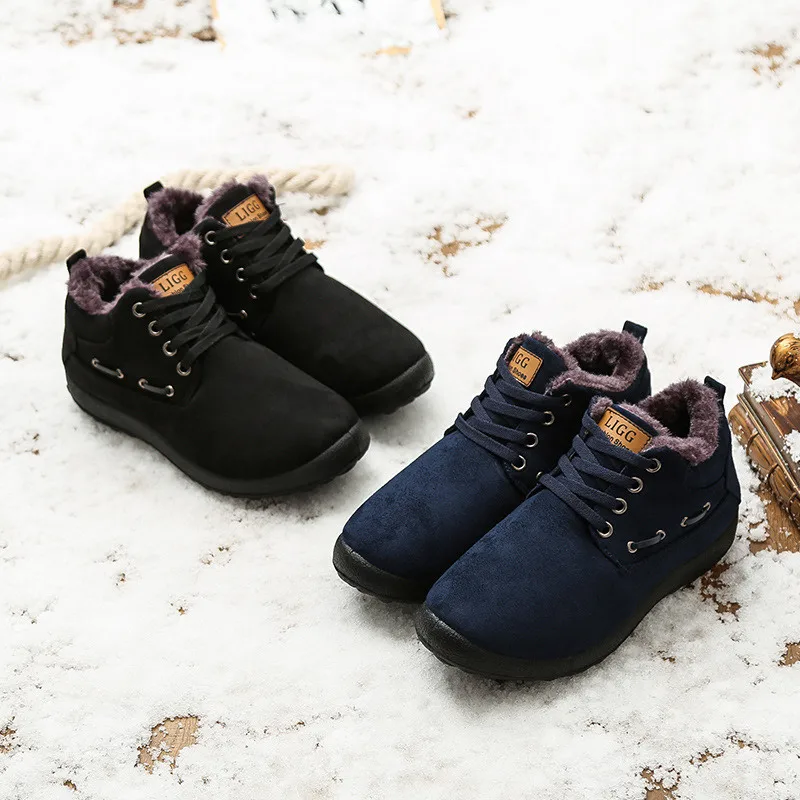 Мужские ботинки зимняя обувь Теплые ботильоны зимние для снега мужские плюшевые