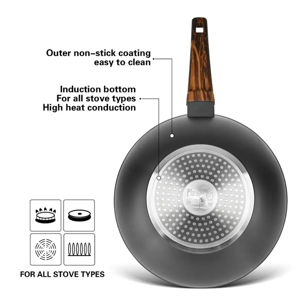 Кастрюля для вок серии FISSMAN CAPELLA с черным мраморным покрытием индукционная
