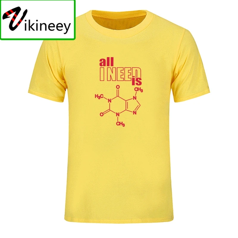 I need is caffeine design science chemistry formula harajuku T shirt men physics tshirt Funny biochemistry T-shirt mens clothing | Мужская