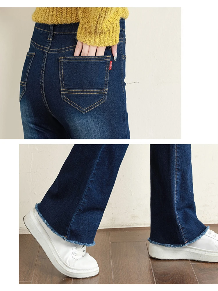 

Large Size High Waist Flared Jeans Women 2021 New Spring Korean Version Thin Stretch Straight Wide Leg Micro Flared Pants