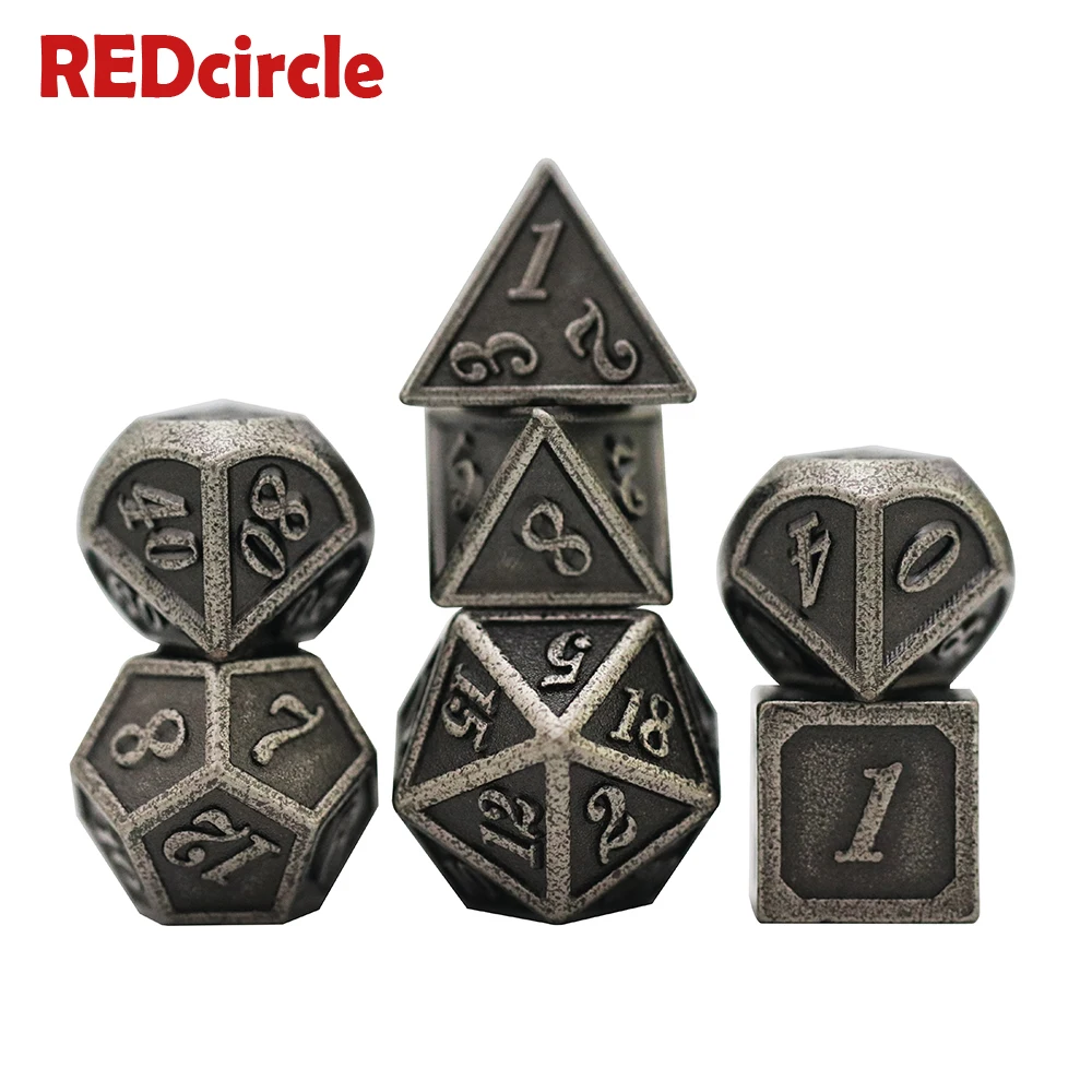Набор цветных металлических игральных костей с 1 сумкой D4 D6 D8 D10 D12 D20 для ролевых