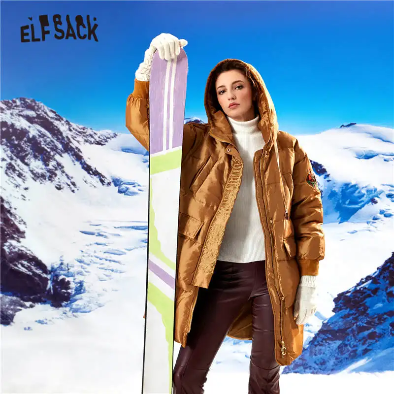 Женское атласное пальто ELFSACK желтое однотонное прямое теплое на молнии с