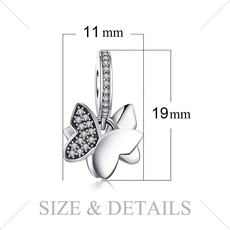 Jewelrypalace стерлингового серебра 925 Бабочка Фея Белый муранского Стекло и проложить Цирконий Шарм Браслеты подарки для Для женщин