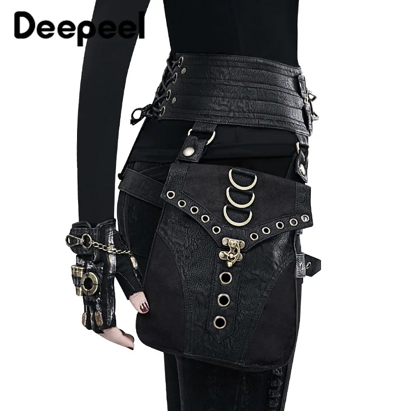 Deepeel1pc 23*70 см женские черные двойные Сумки из искусственной кожи Cummerbunds панк с
