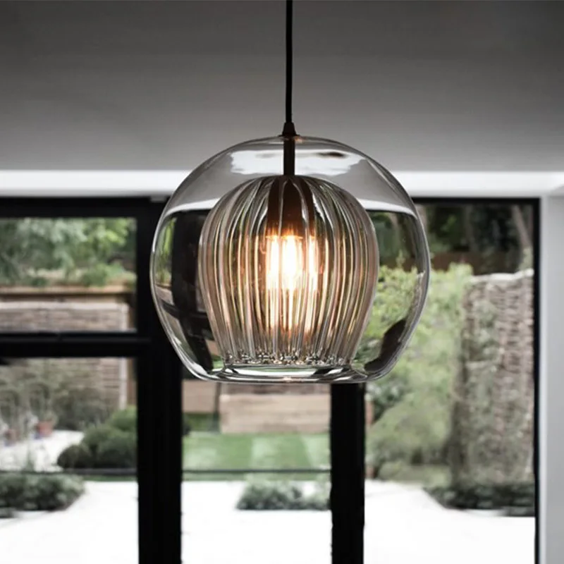 

modern glass ball iron led light luminaire suspendu modern led chandelier bedroom nordic decoration home hanglampen
