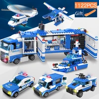 1122 pcs city police station swat building blocks car helicopter city house truck blocks creative bricks toys for children boys