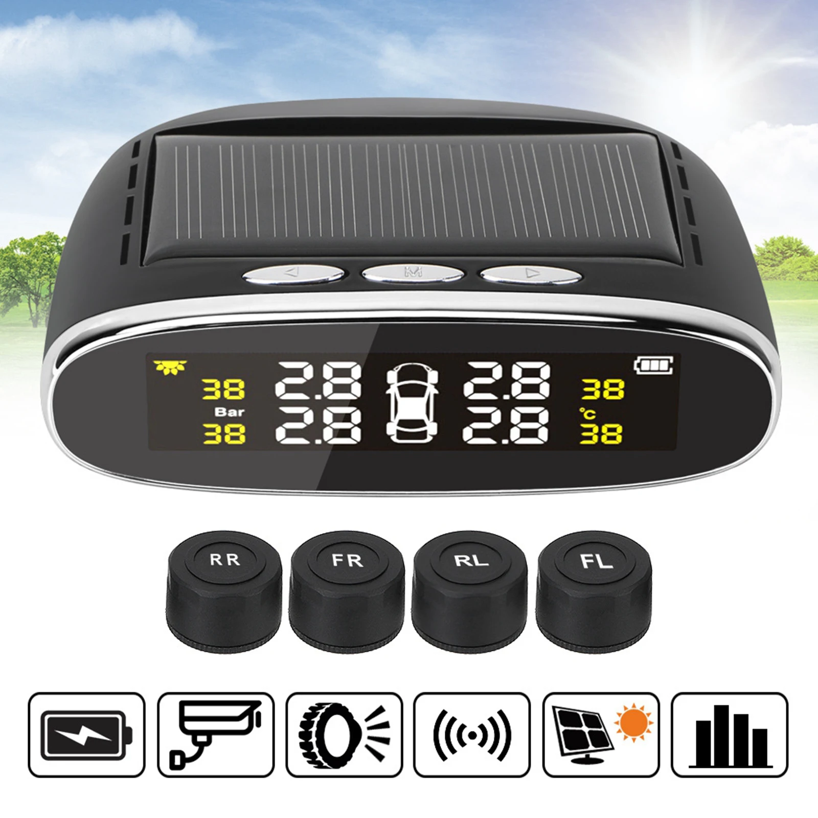 

Universal Cars Tire Pressure Monitor Tyre Monitoring for RV LCD Display TPMS