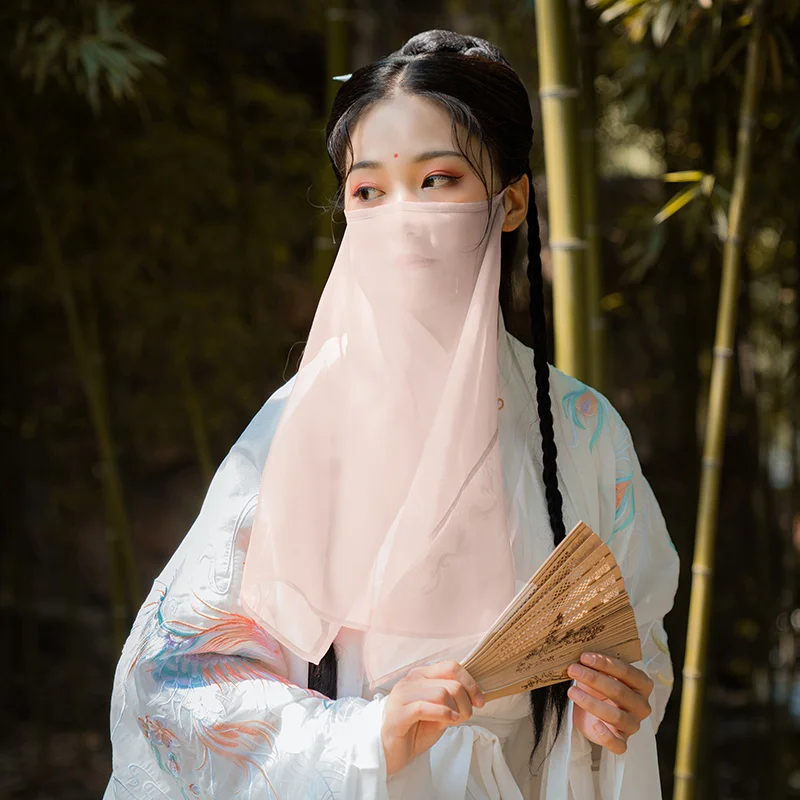 Hanfu однотонная вуаль Женский античный чехол Солнцезащитная полупрозрачная